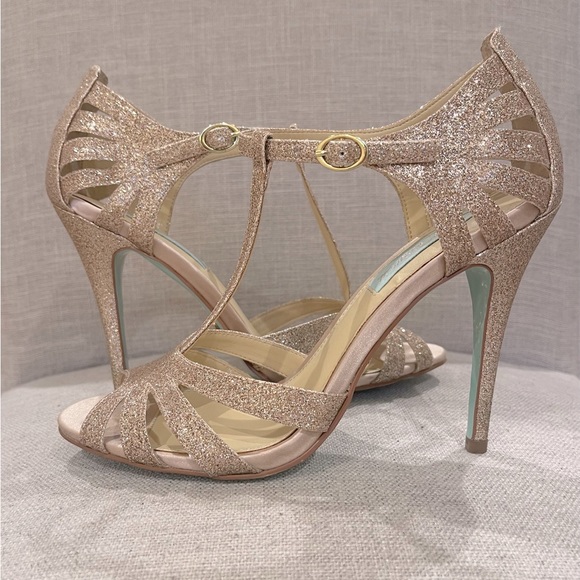 Blue by Betsey Johnson Shoes - Betsey Johnson gold glitter high heels in style similar to Jimmy Choo Ivette.